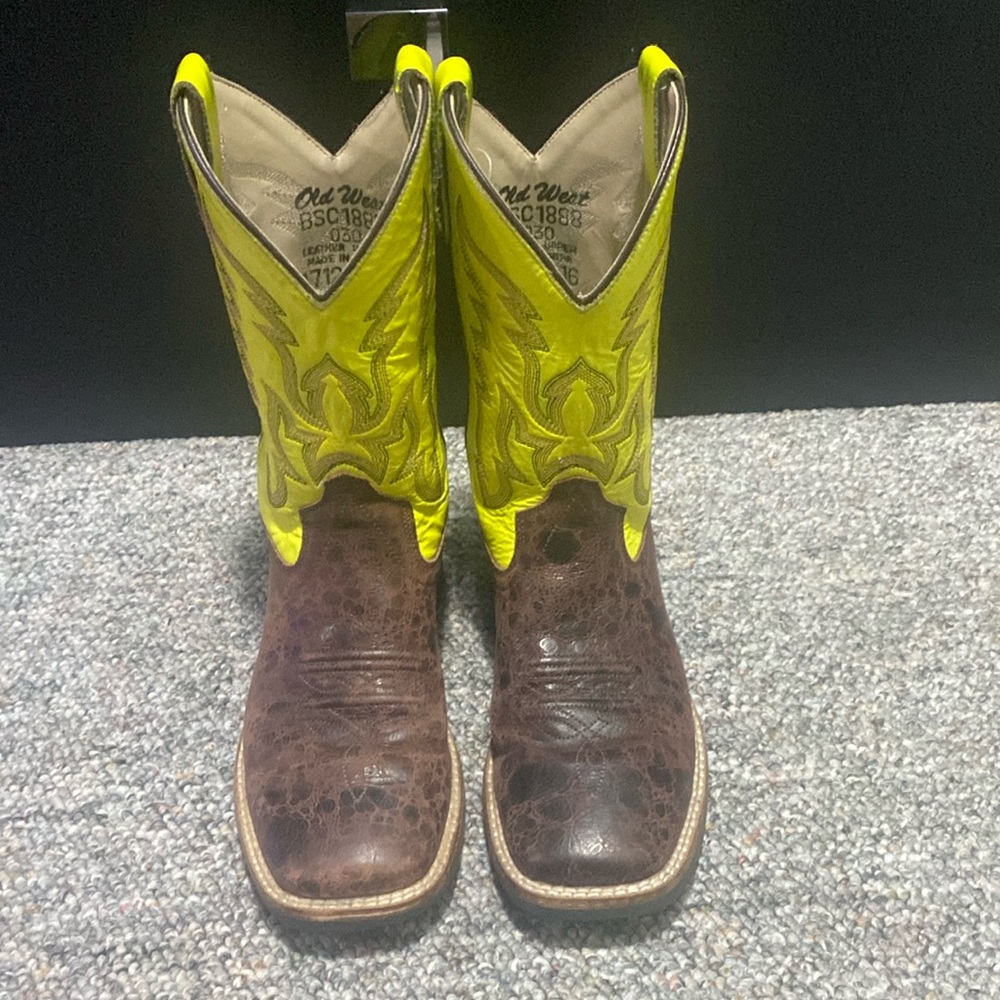 Old West Boys Neon Yellow Boot